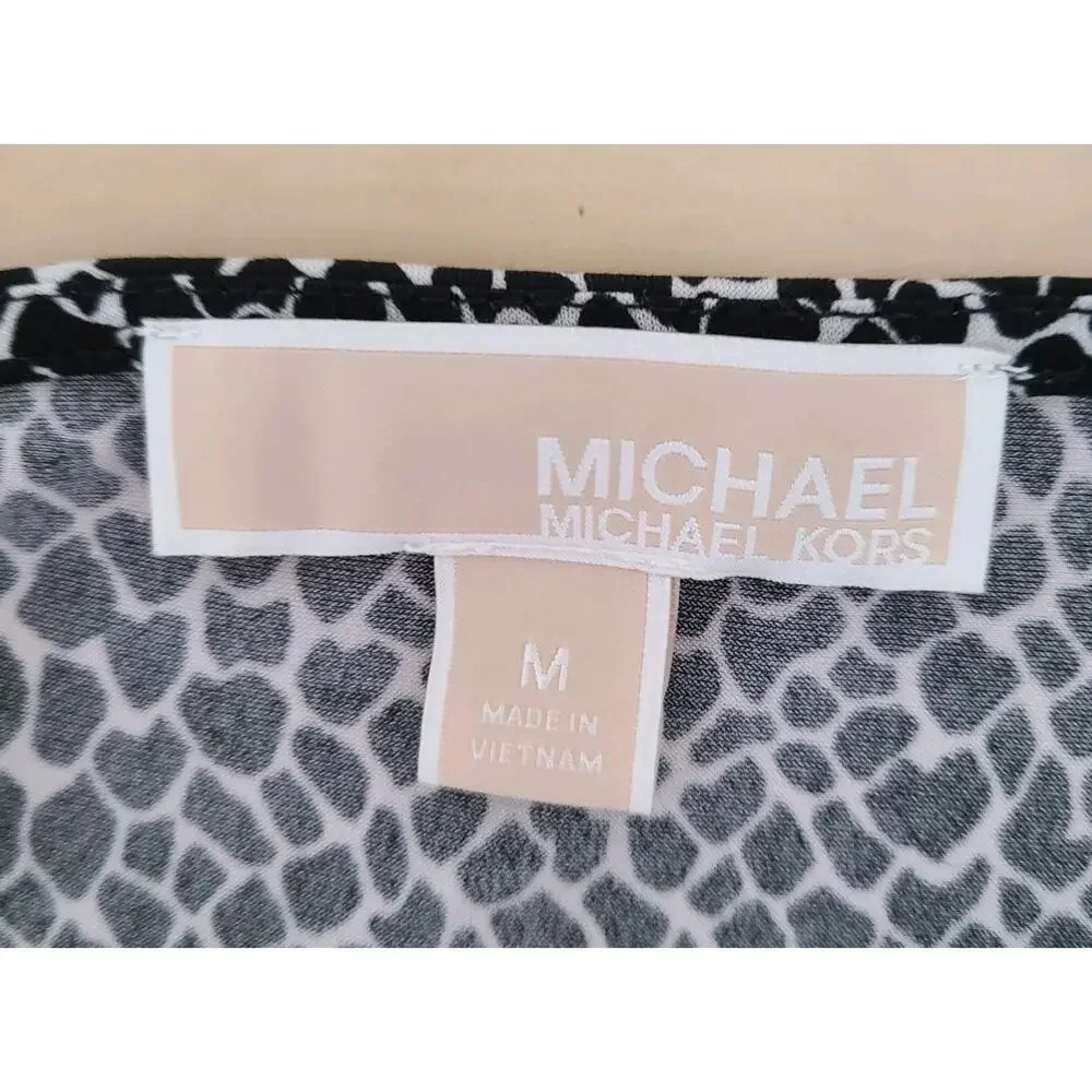 Michael Kors Women Animal Print Tunic Top Sz Medium Long Sleeve Mob Wife Stretch